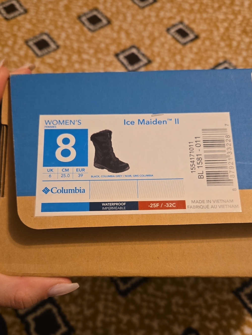 Columbia Ice Maiden II Women's Black Waterproof Winter Boots Size 8 - Picture 6 of 6